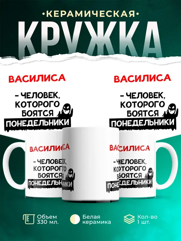 Кружка Человек которого боятся понедельники Василиса