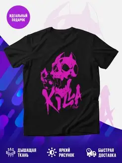 Футболка черная KILLER QUEEN розовые брызги