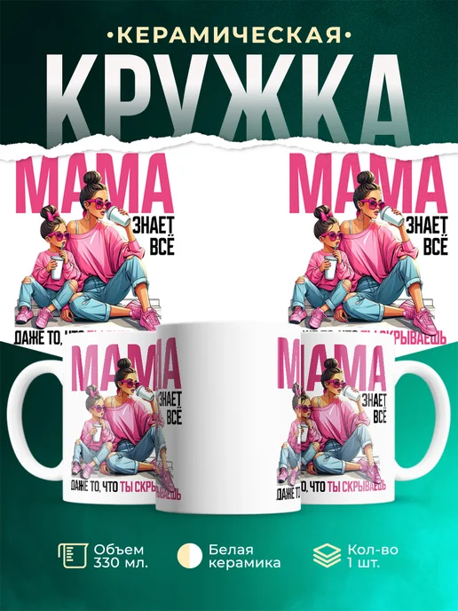 Кружка Семья Мама знает всё