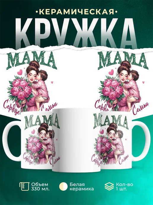 Кружка Семья Мама - сердце семьи