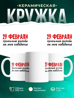 Кружка Шуточная кружка Принимаю жалобы на мое поведение 29 февраля