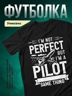 Купить футболку чёрную с принтом пилот авиация с доставкой по России