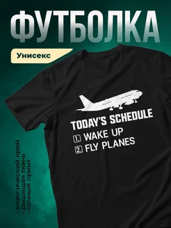 Купить футболку чёрную с принтом самолёта с доставкой по России