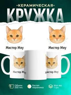 Купить кружку с котом Мистер Мяу с усами с доставкой по России