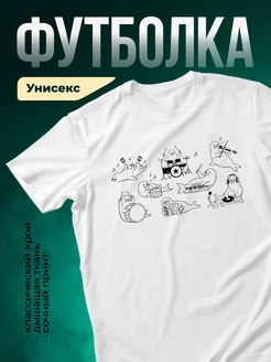 Купить футболку белую с тюленями-музыкантами с доставкой по России