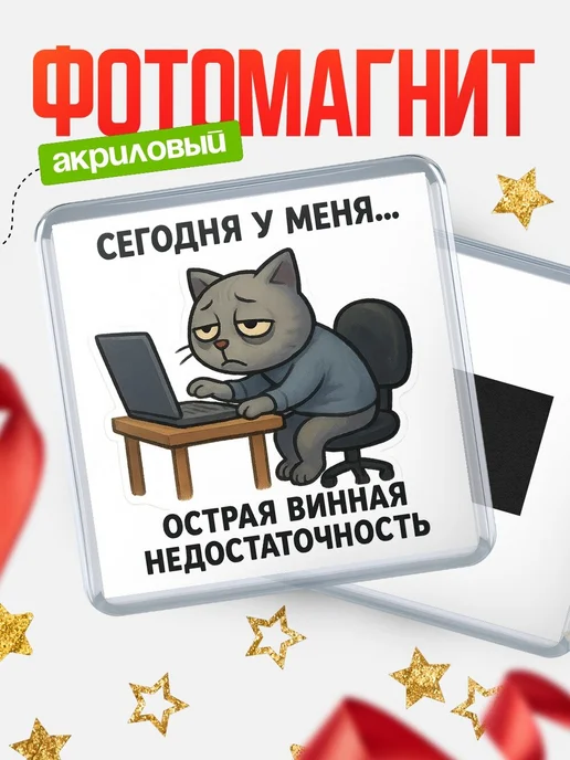 Купить магнит сувенирный 65мм с котом за ноутбуком с доставкой по России