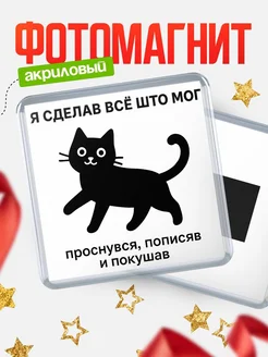 Купить магнит сувенирный 65мм с чёрным котом с доставкой по России