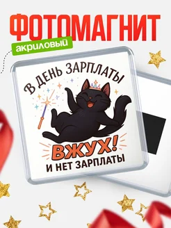 Купить магнит сувенирный 65мм кот чёрный зарплата в подарок с доставкой по России