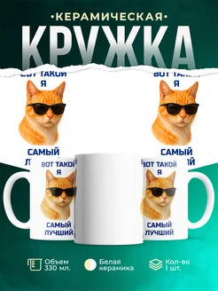 Купить кружку с рыжим котом в очках с доставкой по России — оригинальный подарок
