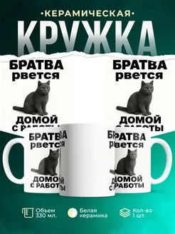 Купить кружку с котом мем «Братва домой с работы» с доставкой по России