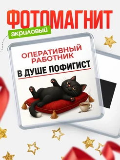Купить магнит сувенирный 65мм с доставкой по России – именной подарок с чёрным котом