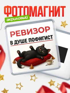 Купить магнит сувенирный 65мм с доставкой по России | Чёрный кот-пофигист