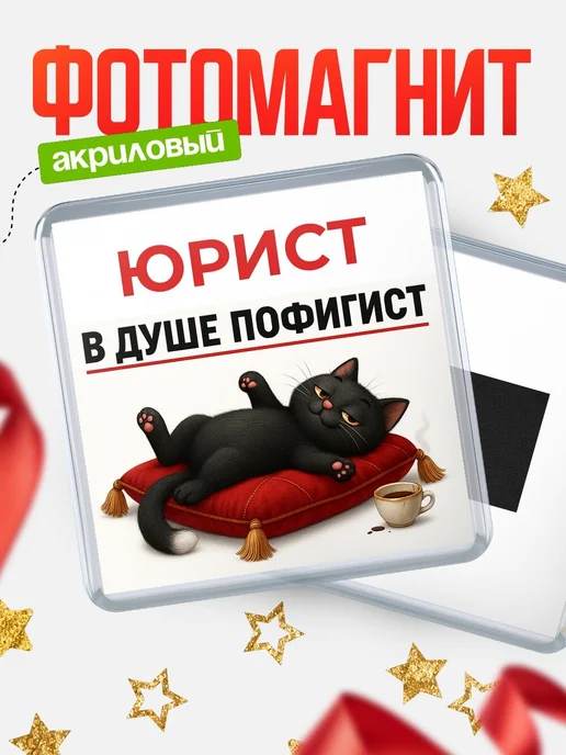 Купить магнит сувенирный 65мм с котом-пофигистом в подарок юристу с доставкой