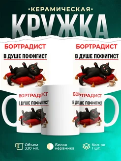 Купить кружку с приколом Бортрадист кот в подарок с доставкой по России