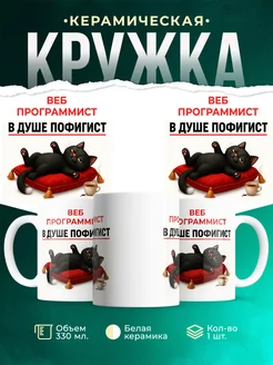 Купить кружку с принтом Веб программист пофигист кот в подарок с доставкой