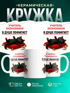 Купить кружку с принтом Учитель экономики пофигист кот в подарок с доставкой