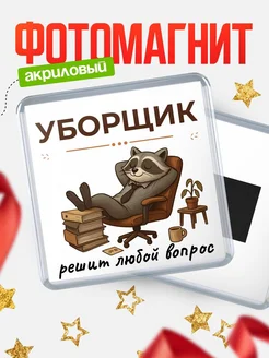 Купить магнит сувенирный 65мм с енотом-уборщиком с доставкой по России