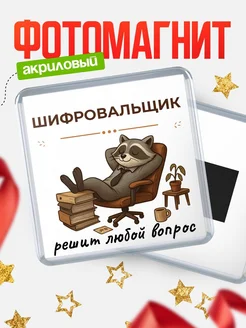 Купить магнит сувенирный 65мм с енотом-кадровиком в подарок с доставкой