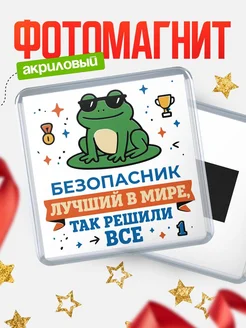Купить магнит сувенирный 65мм с жабой в очках лучший Безопасник с доставкой