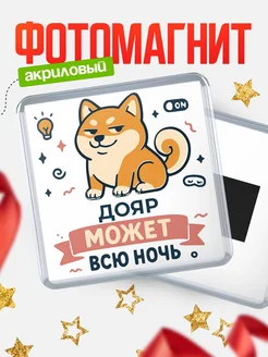 Купить магнит с шиба ину и лампочкой в подарок Дояр-специалисту с доставкой
