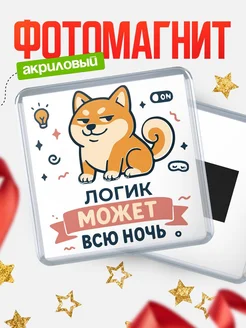 Купить магнит с шиба ину и лампочкой в подарок Логик-специалисту с доставкой
