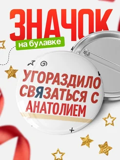 Купить значок с надписью «Уговорил связаться с Анатолием» с доставкой по России
