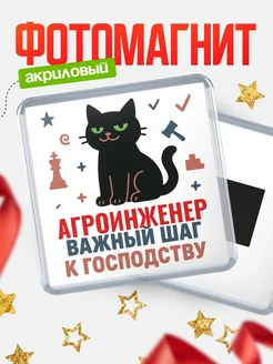 Купить магнит сувенирный 65мм с чёрным котом Агроинженер с доставкой по России