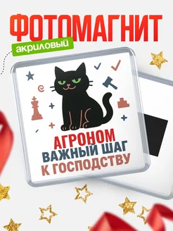 Купить магнит сувенирный 65мм с чёрным котом Агроном с доставкой по России