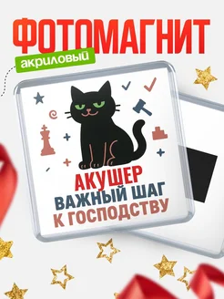 Купить магнит сувенирный 65мм с чёрным котом Акушер с доставкой по России