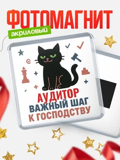 Купить магнит сувенирный 65мм с чёрным котом Аудитор с доставкой по России