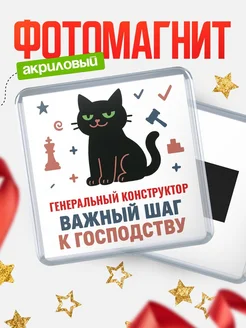 Купить магнит сувенирный 65мм с чёрным котом Генеральный конструктор с доставкой по России