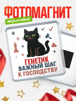 Купить магнит сувенирный 65мм с чёрным котом Генетик с доставкой по России