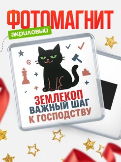 Купить магнит сувенирный 65мм с чёрным котом Землекоп с доставкой по России