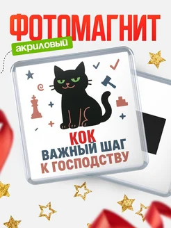 Купить магнит сувенирный 65мм с чёрным котом Кок с доставкой по России