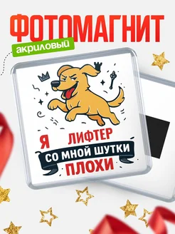 Купить магнит сувенирный 65мм с озорным псом Лифтер с доставкой по России