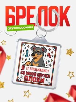 Купить брелок с доберманом и шуткой про It специалист с доставкой