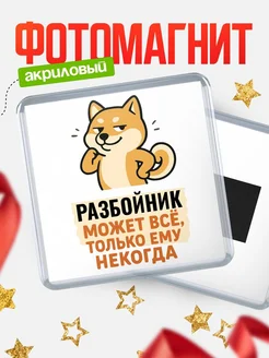 Купить магнит сувенирный 65мм с шиба ину и Разбойник-юмором с доставкой по России