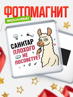 Купить магнит сувенирный 65мм «Санитар плохого не посоветует» с доставкой по России
