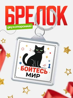 Купить брелок с чёрным котом «Боюсь Мир» с доставкой по России