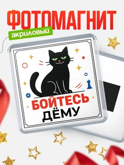 Купить магнит с чёрным котом с надписью бойтесь Дёму с доставкой по России