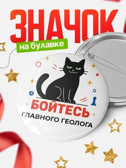Купить значок с котом Главного геолога с доставкой по России — оригинальный подарок