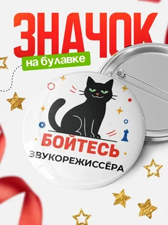 Купить значок с котом Звукорежиссёра с доставкой по России — оригинальный подарок