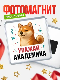 Купить магнит сувенирный 65мм с шиба ину Академика в подарок с доставкой