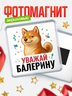 Купить магнит сувенирный 65мм с шиба ину Балерину в подарок с доставкой