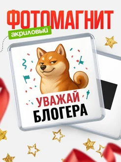 Купить магнит сувенирный 65мм с шиба ину Блогера в подарок с доставкой