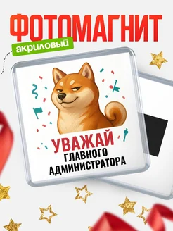 Купить магнит сувенирный 65мм с шиба ину Главного администратора в подарок с доставкой