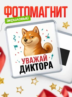 Купить магнит сувенирный 65мм с шиба ину Диктора в подарок с доставкой