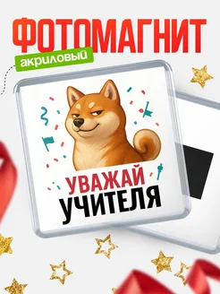 Купить магнит сувенирный 65мм с шиба ину Учителя в подарок с доставкой