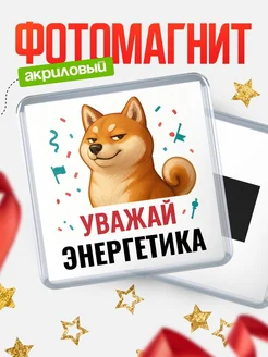Купить магнит сувенирный 65мм с шиба ину Энергетика в подарок с доставкой