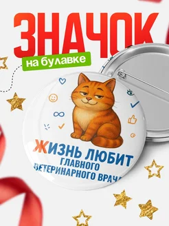Купить значок с рыжим котом для Главного ветеринарного врача с доставкой по России